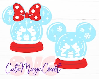 Mickey & Minnie Mouse Christmas Snow Globes SVG for DIY Crafts! | Winter Holiday Decor cut files! | DIGITAL_DOWNLOAD | Graphic for T-Shirts!