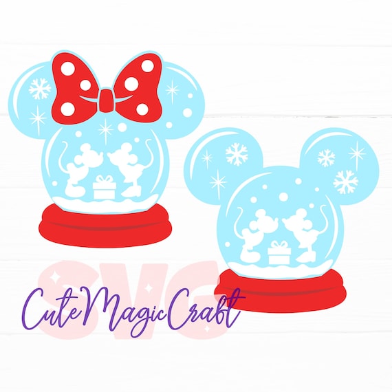 Mickey & Minnie Mouse Christmas Snow Globes SVG for DIY Crafts! | Winter Holiday Decor cut files! | DIGITAL_DOWNLOAD | Graphic for T-Shirts!