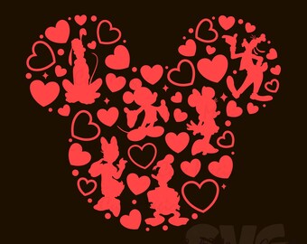 Mickey Mouse Friends Valentine's Day SVG for DIY crafts! Love Hearts Decor cut file! |DIGITAL_DOWNLOAD | Graphic for T-Shirts!