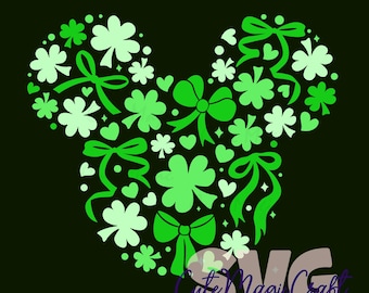 St. Patrick's Day Decor cut files! Coquette Bows Mickey Mouse Head SVG for DIY crafts! Graphic for T-Shirts! | DIGITAL_DOWNLOAD