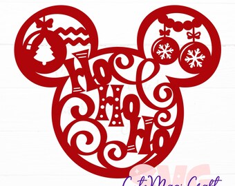 Ho Ho Ho Mickey Mouse Head Christmas Decor SVG for DIY Crafts! New Year Ornament cut files! | DIGITAL_DOWNLOAD! | Graphic for T-Shirts!