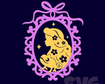 Princess Rapunzel Retro Frame SVG for DIY projects! | Coquette Bow elegant frames SVG | DIGITAL_DOWNLOAD for Crafts! | Graphic for T-Shirts!