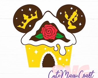 Belle Princess Gingerbread House SVG for DIY projects | Mickey Mouse Ears Svg | DIGITAL_DOWNLOAD for Crafts! | Graphic for T-Shirts!