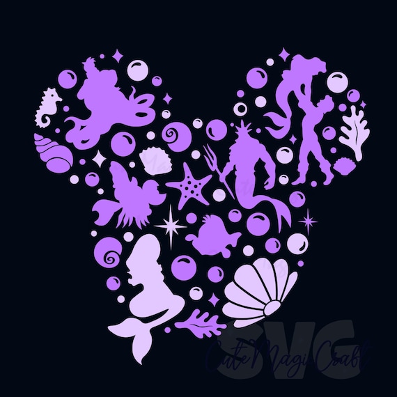 Mermaid Princess Underwater World SVG for DIY! | Mickey Mouse Head SVG | Vacation trip Cut Files | DIGITAL_DOWNLOAD | Graphic for T-Shirts!