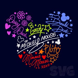 Friends Signatures SVG for DIY Crafts! | Mickey Mouse Head Svg | famous character autograph Svg | DIGITAL_DOWNLOAD | Graphic for T-Shirts!