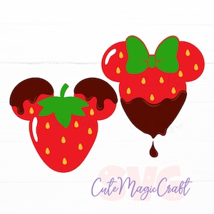Fraises trempées dans du chocolat SVG pour DIY ! | Oreilles de Mickey SVG ! | Fichiers découpés pour décoration de vacances d'été | TÉLÉCHARGEMENT NUMÉRIQUE | Graphique pour t-shirts