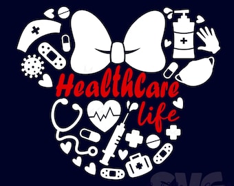 Healthcare Life SVG for DIY Crafts! Minnie Mouse Head Cut Files! | medical professions decor SVG | DIGITAL_DOWNLOAD | Graphic for T-Shirts!