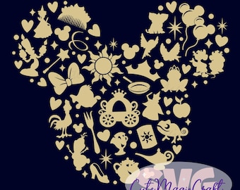 Princess Elements SVG for DIY Crafts! Mickey Head Birthday Party, Vacation Trip Decor Single-layer Cut File | DIGITAL_DOWNLOAD