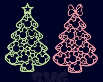 Mickey Mouse Heads Christmas Trees SVG for DIY Crafts! Swirly Heads New Year Ornament cut files! | DIGITAL_DOWNLOAD! | Graphic for T-Shirts!
