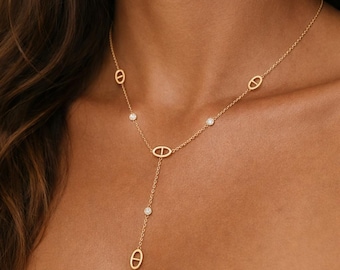 Wasserdichte Edelstahl-Halskette mit Marine-Kette, trendiger Sommerschmuck, Geschenkidee für Frauen