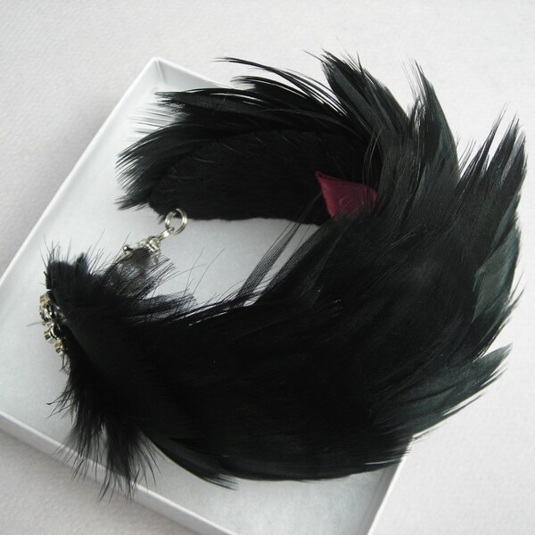 DARCY   Bridal Black Goose Feather Cuff/Bracelet