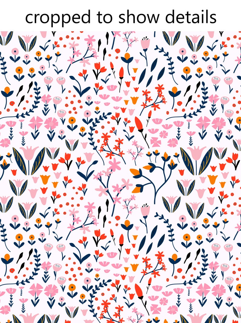 Navy Pink Floral Girl Shower Curtain Girl Bathroom Curtain Etsy