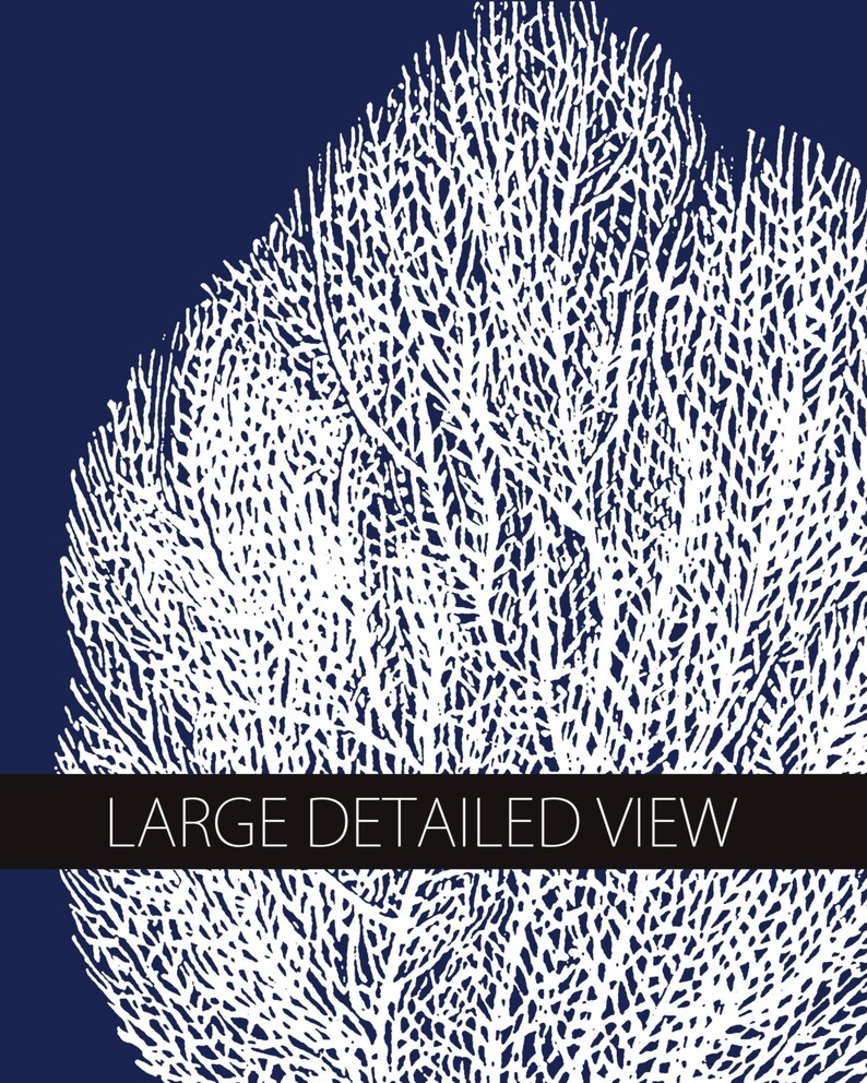 Navy Coral Art Prints Navy Blue White Beach Wall Decor Etsy