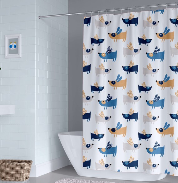 Uni Dog Kids Shower Curtain Boy Puppy Dogs Uni Dog Kids Shower Curtain Boy, Puppy Shower Curtain