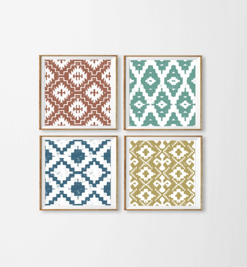 Southwestern Art Prints Ikat Wall Tribal Artwork Image 0