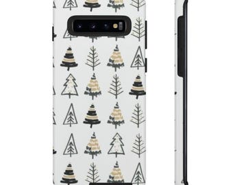 Scandinavian Tree Pattern Tough Case | Minimal Christmas Phone Cover