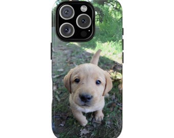 Jolie coque de portable chiot, coque résistante pour iPhone, cadeau pour amoureux des chiens, accessoire de téléphone sur le thème des animaux de compagnie, coque pour photographie animalière, coque unique pour chien