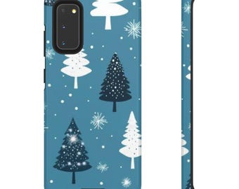 Winter Pine Trees phone case | snowy Christmas tree pattern