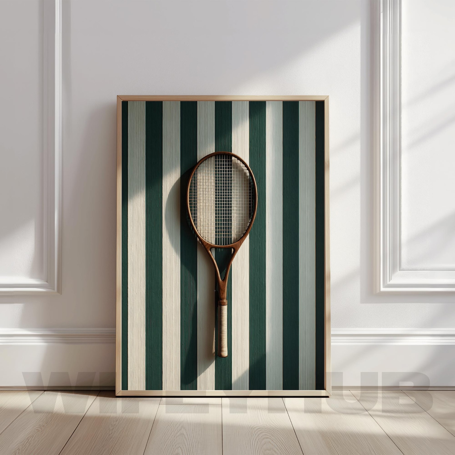 Vintage tennis racket print minimalist wall art