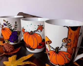Handpainted Autumn design on ceramique mug (Choose yours)