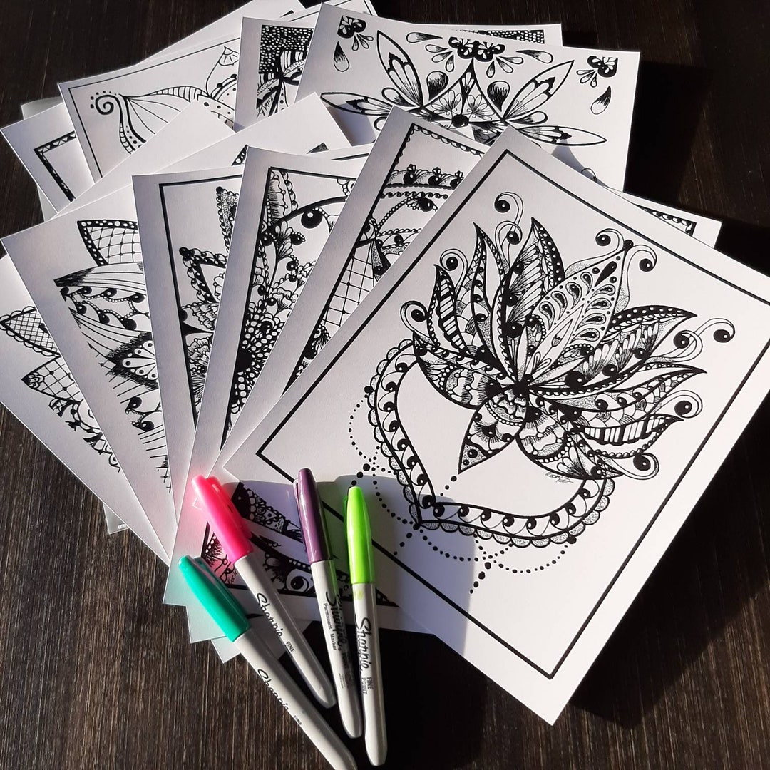 Kit No2 Mandalas - Kit of 10 Relaxing Coloring Pages Printed on ...