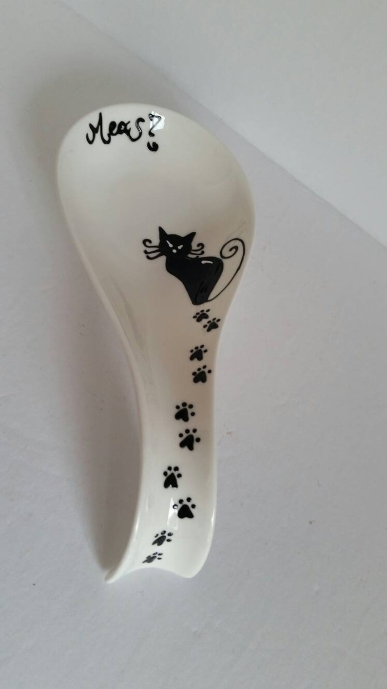 Handpainted black cat spoon rest Etsy