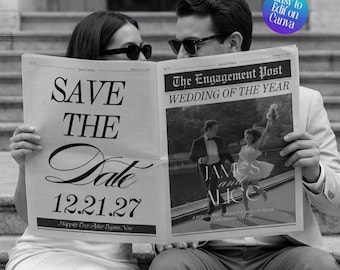 Wedding Newspaper Wedding Program, Save The Dates Engagement Newspaper, Custom Newspaper Template Future Mrs keepsake, wed Digital Download