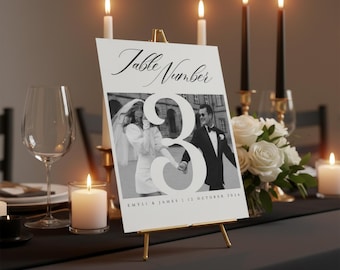 Wedding Reception Table Numbers Template, Seating Chart Cards, Photo Wedding Decor, Wedding Signage, Wedding Decor Digital Download