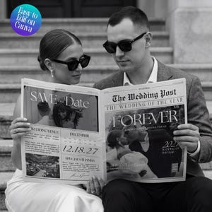 Large Wedding Newspaper Wedding Program, Save The Dates Engagement Newspaper, Custom Newspaper Template Future Mrs Digital Download Template
