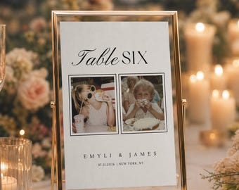 When We Were Age Photo Table Number Template, Printable Minimalist Wedding Table Decor, Editable Childhood Photos Sign, Instant Download