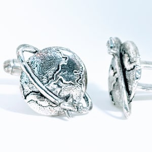 Globe Airplane Pilot Travel Cuff Links