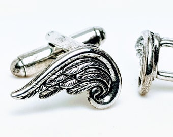 Angel Wing GT84 Pair of Cufflinks Made From Fine English Modern Pewter