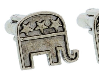 silver republican elephant cufflinks