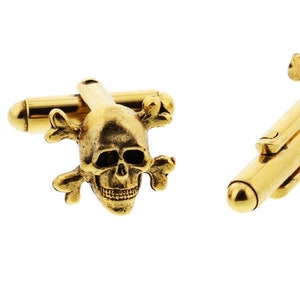 Gold Skull and Crossbones Cuff Links image 1