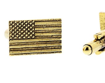 Gold American Flag Cuff Links