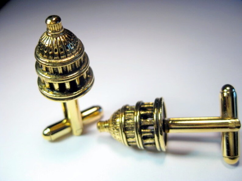 Silver US Capital Building Cuff Links
