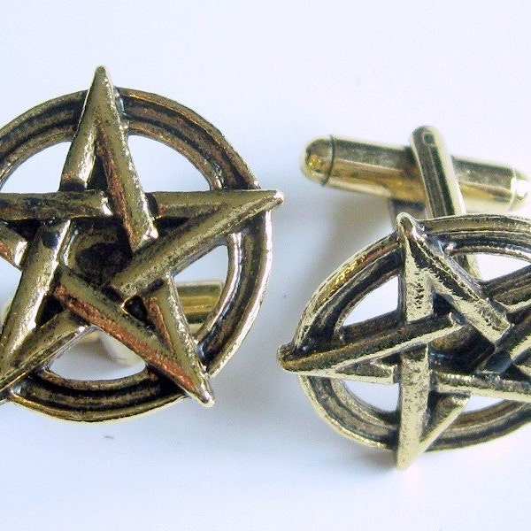 Gold Pentagram Cuff Links