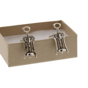 silver wine corkscrew cuff links image 6