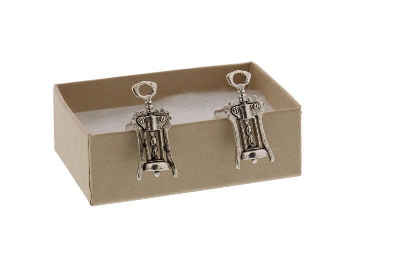 silver wine corkscrew cuff links image 6