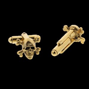 Gold Skull and Crossbones Cuff Links image 5