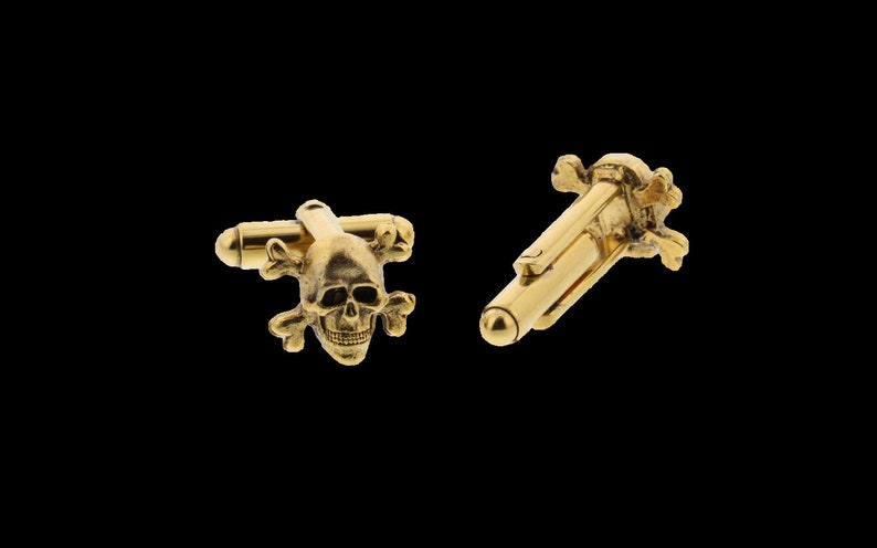 Gold Skull and Crossbones Cuff Links image 5