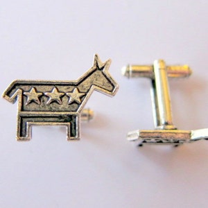 silver democrat donkey cufflinks