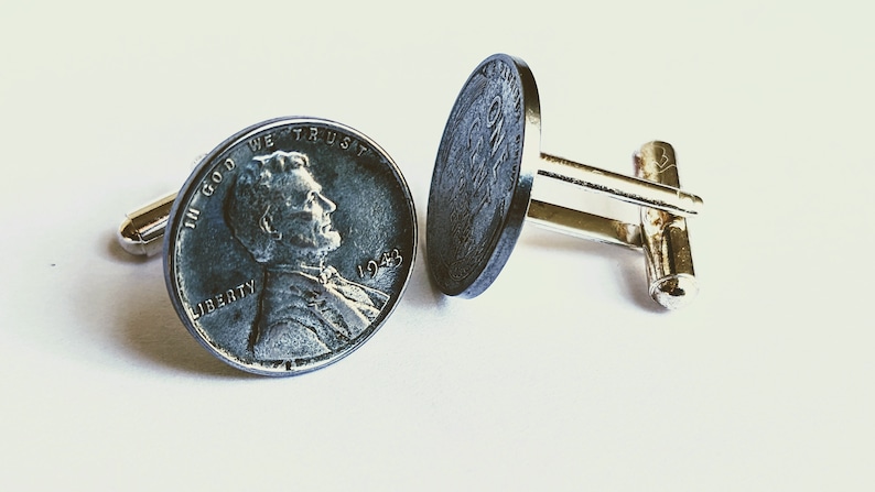 Handmade Vintage 1943 Steel War Penny Cufflinks image 1