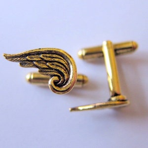 gold angel wing cuff links image 2