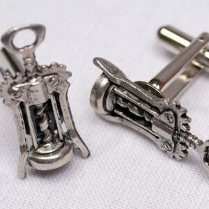 silver wine corkscrew cuff links image 4