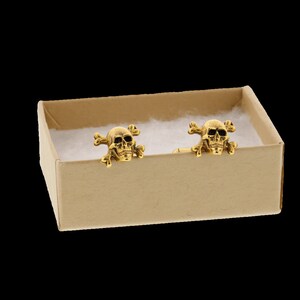Gold Skull and Crossbones Cuff Links image 3