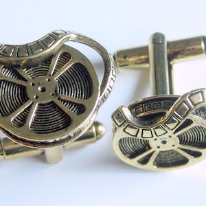 Gold Movie Film Reel Cuff Links