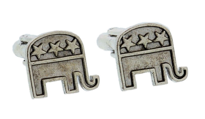 silver republican elephant cufflinks