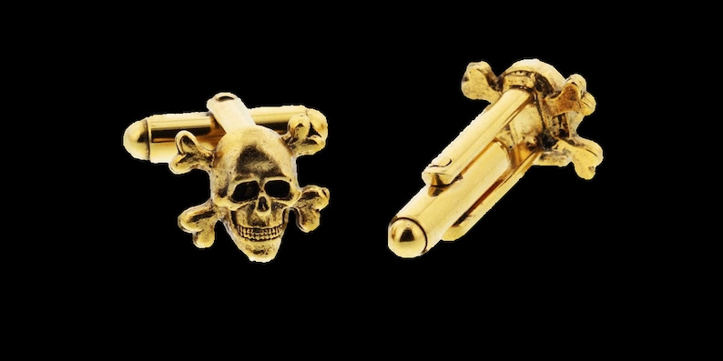 Gold Skull and Crossbones Cuff Links image 7