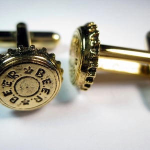 Gold Beer Bottle Cap Cocktail Cufflinks